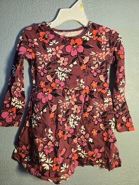 Umi Purple Floral Long Sleeve Dress with Pink & Orange Blooms